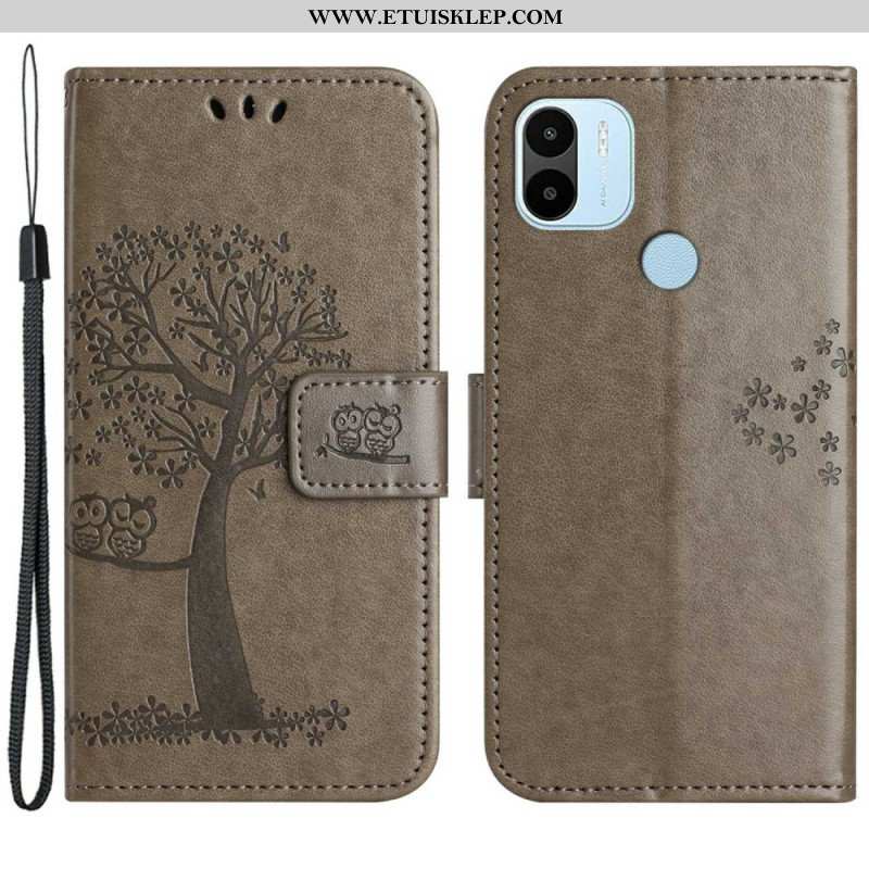 Etui Folio do Xiaomi Redmi A1 z Łańcuch Drzewo Stringów I Sowy